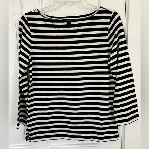 J. Crew  Women’s Classic Mariner Cloth Boatneck T-shirt 3/4 Sleeve Stripe Sz S - Picture 4 of 15